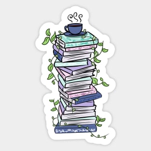 Pastel vine book stack Sticker